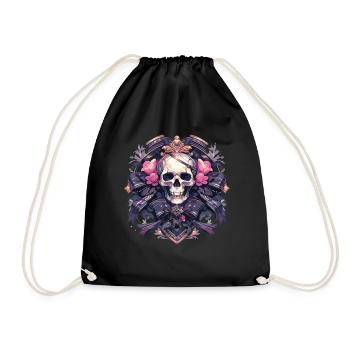 Crâne Crâne Crânes Crâne Squelette - Sac de sport léger - noir - Devant