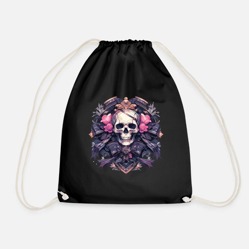 Totenkopf Skull Skulls Totenschädel Skelett - Turnbeutel - Schwarz