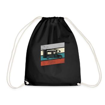 Camping Retro - Drawstring Bag - black - Front