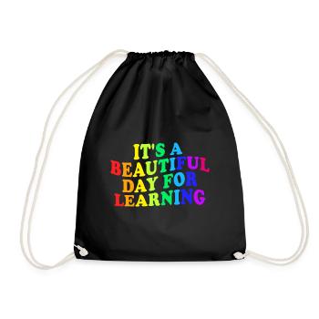 Erster Schultag Geschenk Lehrer Schüler Regenbogen - Turnbeutel - Schwarz - Vorne