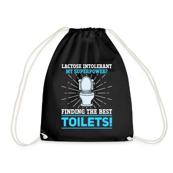 Laktose Intolerant Toiletten - Unverträglichkeit - Turnbeutel - Schwarz - Vorne