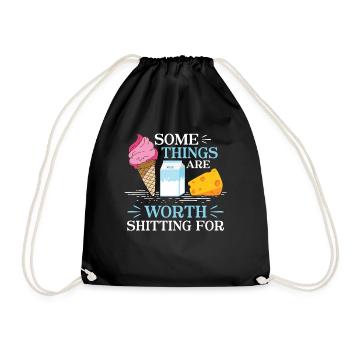 Some Things are worth Shitting - Milch - Drawstring Bag - black - Front