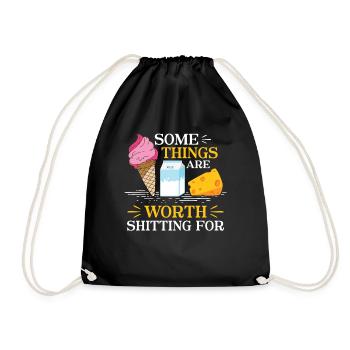 Some Things are worth Shitting - Milch - Drawstring Bag - black - Front