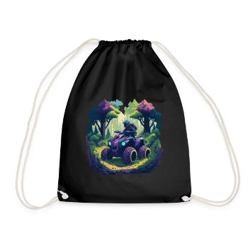 Quad Vehicle Offroad Quad Rider Gelende Cartoon - Drawstring Bag - black - Front