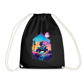 Motocross Quad Quad Rider Race Outdoor Dirt Bike - Drawstring Bag - black - Front