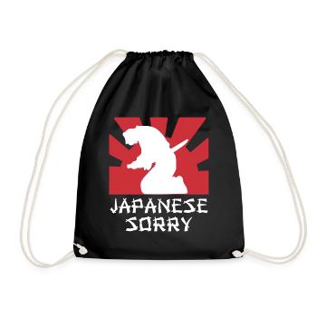 Japan Funny Samurai Saying Japanese Sorry - Drawstring Bag - black - Front
