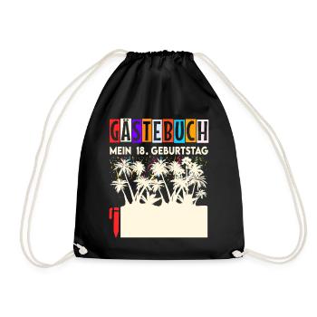Gästebuch 18. Geburtstag Geschenk 18 Jahre Palmen - Turnbeutel - Schwarz - Vorne