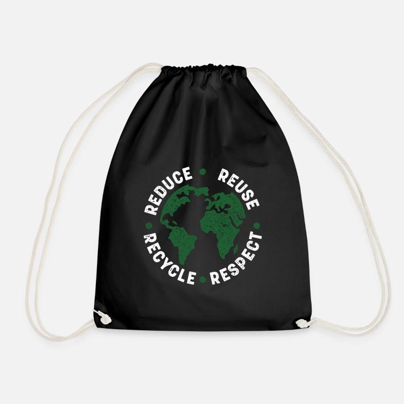 Earth Day, Teacher Environment Day - Drawstring Bag - black