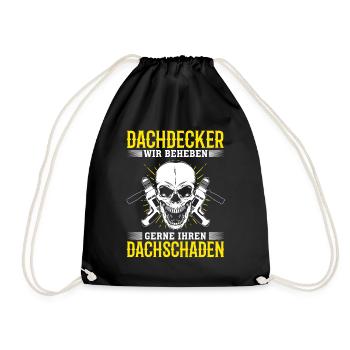 Dachdecker – Wir beheben gerne Ihren Dachschaden - Turnbeutel - Schwarz - Vorne