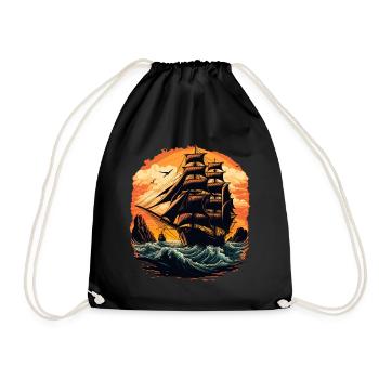 Belles voiles de bateau sur une mer sauvage en romant - Sac de sport léger - noir - Devant