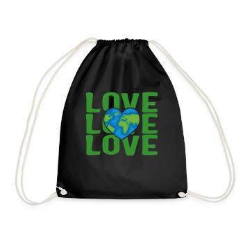 Chemise Earth, Love Earth Heart Tee, Gift For Earth - Sac de sport léger - noir - Devant