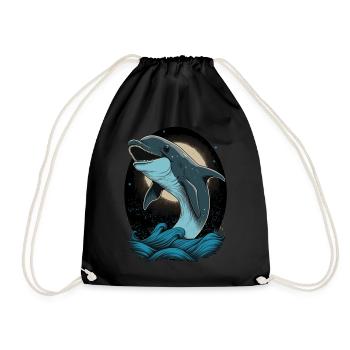 Cute Cartoon Dolphin Lover Funny Dolphin - Drawstring Bag - black - Front
