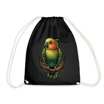 Cute Parrot Lovebird Parakeet Birding Ornithology - Drawstring Bag - black - Front