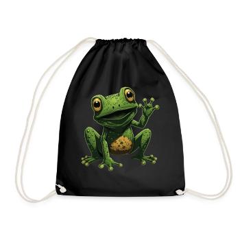 Cute Cartoon Frog Kawaii Anime Frog Lover - Drawstring Bag - black - Front