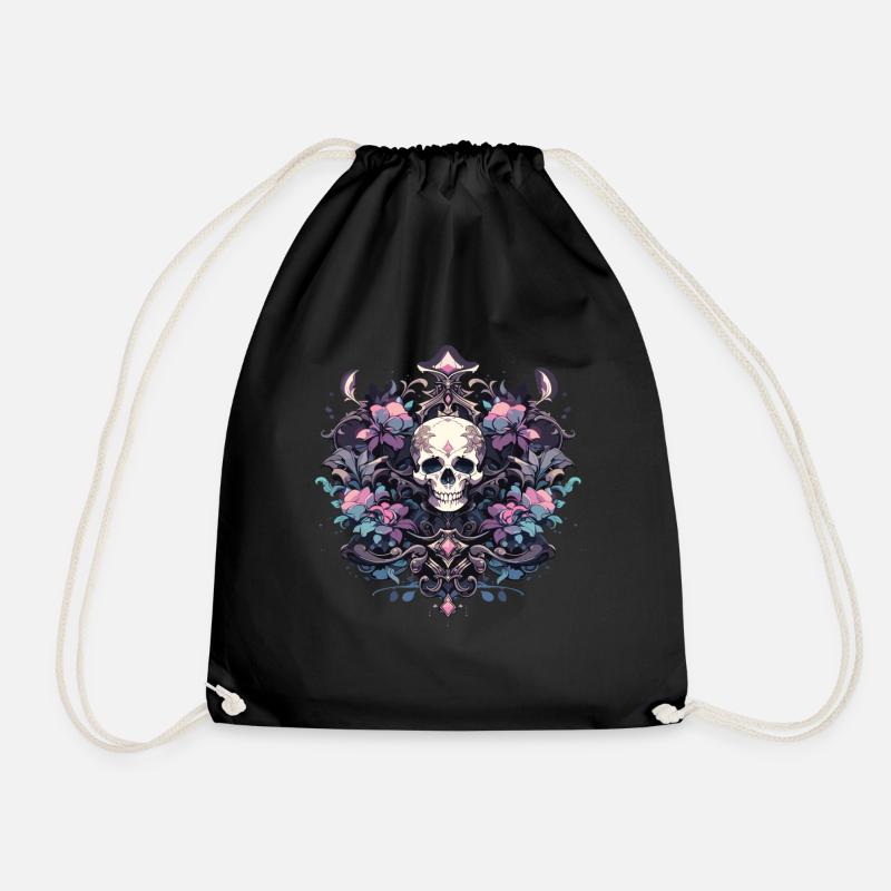 Totenkopf Skull Skulls Totenschädel Skelett - Turnbeutel - Schwarz