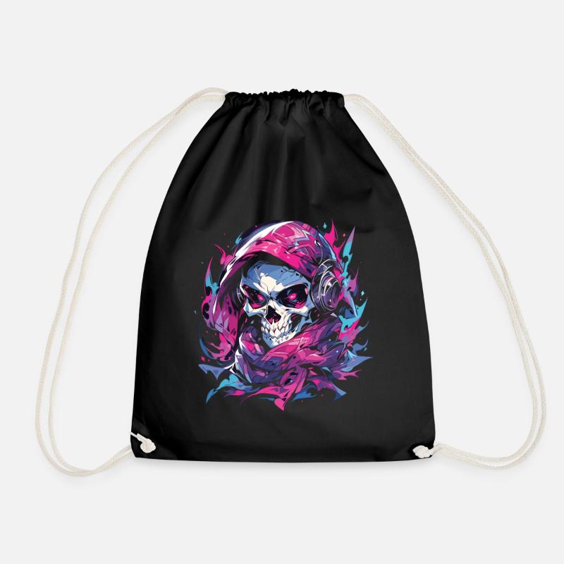 Totenkopf Skull Skulls Totenschädel Skelett - Turnbeutel - Schwarz
