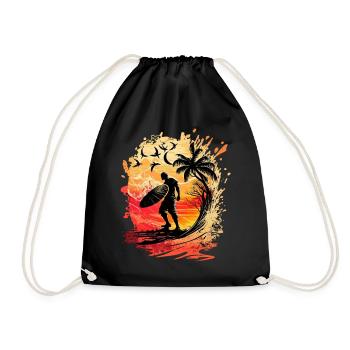 Surfeur occasionnel au clair de lune sous les palmiers - Sac de sport léger - noir - Devant