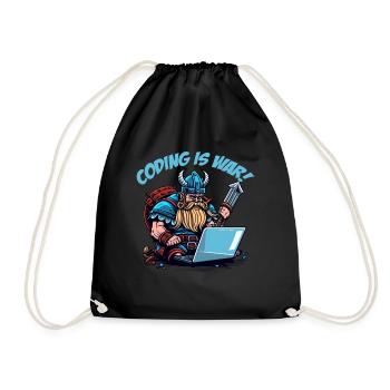 "Coding is war" Vikings - Drawstring Bag - black - Front
