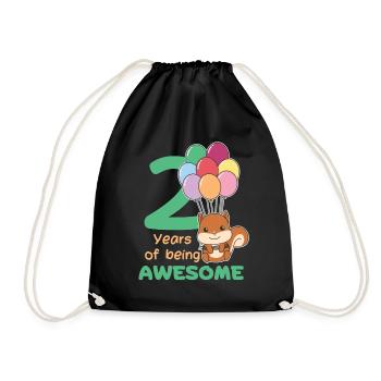 Squirrel for 2nd birthday children two years - Drawstring Bag - black - Front