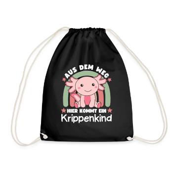 Hier Kommt Ein Krippenkind Axolotl - Turnbeutel - Schwarz - Vorne