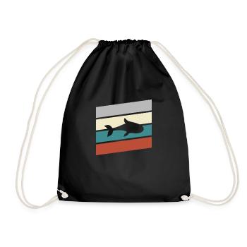 Fish Retro - Drawstring Bag - black - Front