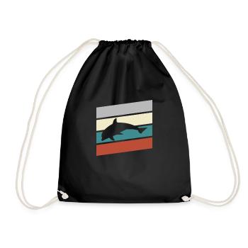 Delfin Retro - Turnbeutel - Schwarz - Vorne