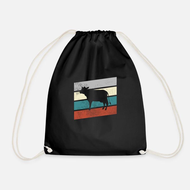 Kuh Retro - Turnbeutel - Schwarz