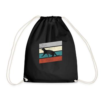 Katze Retro - Turnbeutel - Schwarz - Vorne