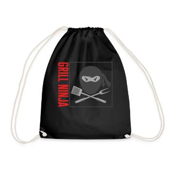 Hibachi Shirt, Grill Ninja Hibachi Fork Spatula - Drawstring Bag - black - Front