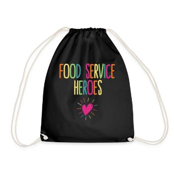 Lunch Lady Shirt, Food Service Heroes Tee, School - Drawstring Bag - black - Front