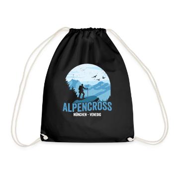 Alpenüberquerung München Venedig Alpencross - Turnbeutel - Schwarz - Vorne