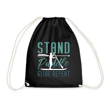 Stand Up Paddle Stand Paddle Glide Paddleboarding - Drawstring Bag - black - Front