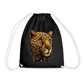 Cheetah Illustration Wild Cat Wildlife Lover - Drawstring Bag - black - Front