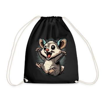 Cute Possum Kawaii Anime Forest Animal - Drawstring Bag - black - Front