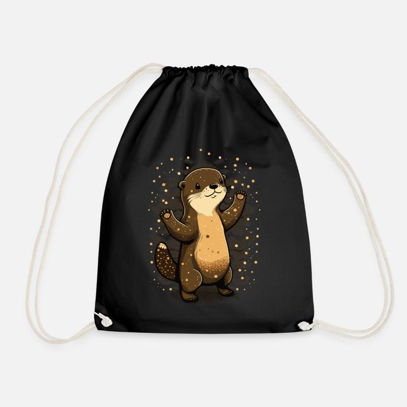 Cute Otter Kawaii Anime Forest Animal - Turnbeutel - Schwarz