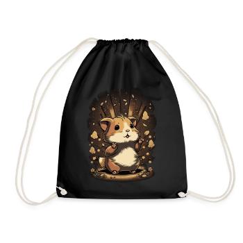 Cute Dwarf Hamster Kawaii Anime Hamster - Drawstring Bag - black - Front