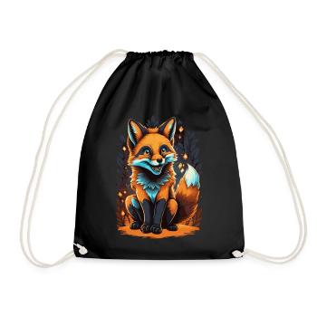 Artistic Fox Illustration Cute Anime Fox - Turnbeutel - Schwarz - Vorne