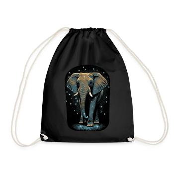 Beautiful Elephant Illustration Spirit Animal Elep - Drawstring Bag - black - Front