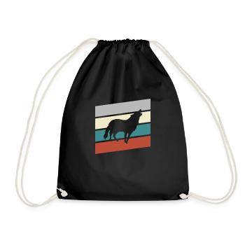 Wolf Retro - Turnbeutel - Schwarz - Vorne