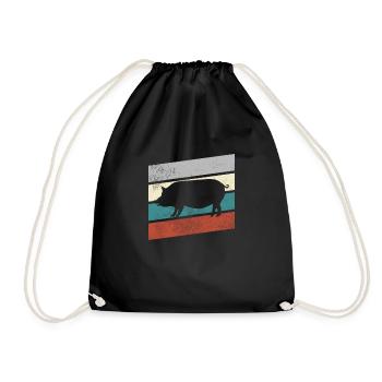 Schwein Retro - Turnbeutel - Schwarz - Vorne