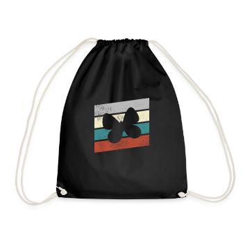 Schmetterling Retro - Turnbeutel - Schwarz - Vorne