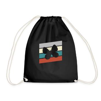 Schmetterling Retro - Turnbeutel - Schwarz - Vorne