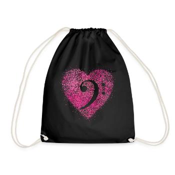 Bass clef bass music orchestra music teacher - Drawstring Bag - black - Front