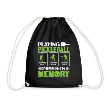 Pickleball Spielen Verbessert Memory Dink Player - Turnbeutel - Schwarz - Vorne