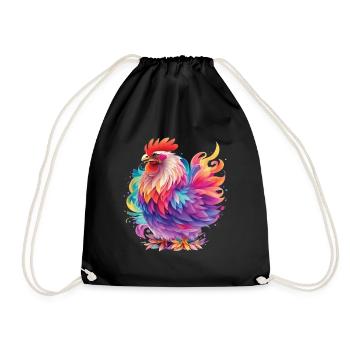 Colorful Chicken Chicken Lover Chickens Design - Drawstring Bag - black - Front