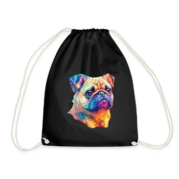 Polygon Kunst Mops Hund Design Hunde Liebhaber - Turnbeutel - Schwarz - Vorne