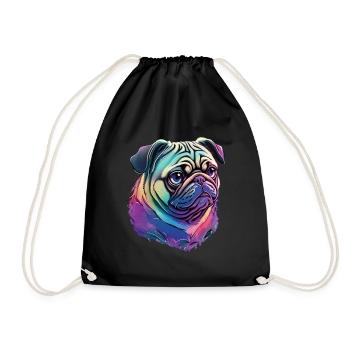 Süßer Mops - Das ultimative Hundeliebhaber Design - Turnbeutel - Schwarz - Vorne