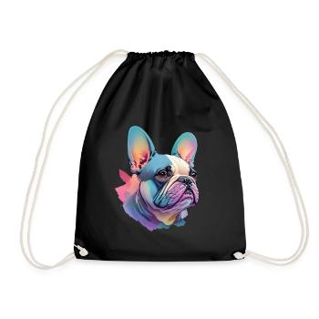 French Bulldog Dog Pet Love - Drawstring Bag - black - Front