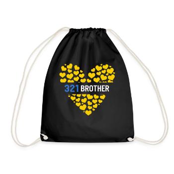 World Down Syndrome Day Shirt, 321 Brother Heart - Drawstring Bag - black - Front