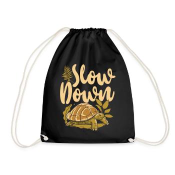 Sea Turtle Tortoise Slow Down - Turnbeutel - Schwarz - Vorne